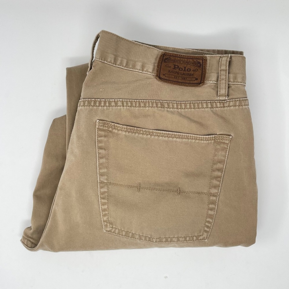 Polo Ralph Lauren Authentic Dungarees Mens 34x34 Khaki Tan Straight Leg Pants